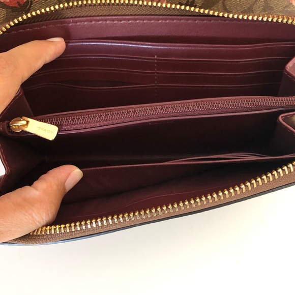 Coach khaki coral multi prairie daisy print wallet - Picture 4 of 6